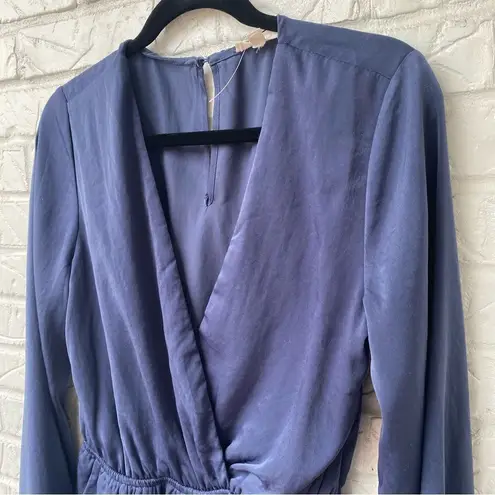 Illa Illa  Women's l Blue Long Sleeve Romper M Lace Trim V-Neck Casual One-Piece - Image 3