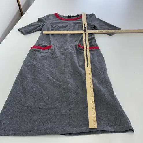 Eshakti Dress Womens 4 Knee Length Short Sleeve Pockets Spandex Red Trim