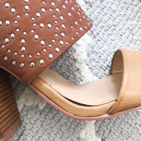 Francesca’s studded cognac block heel mule sandal Brown Size 7.5