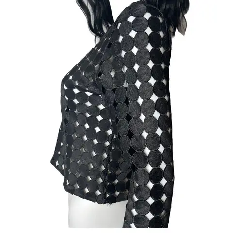 Alexis See Through Crop Top Women Size L Black Long Sleeve Laser Cut Out