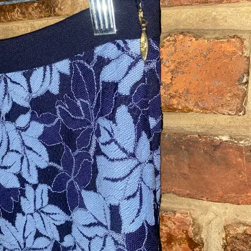 Draper James Blue Floral Lace Short Sleeve Blouse Midi Skirt Set Women's Size 6