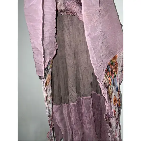 Vintage Silk Butterfly Fairy Princess Floral Top/Mini Dress Purple Size M