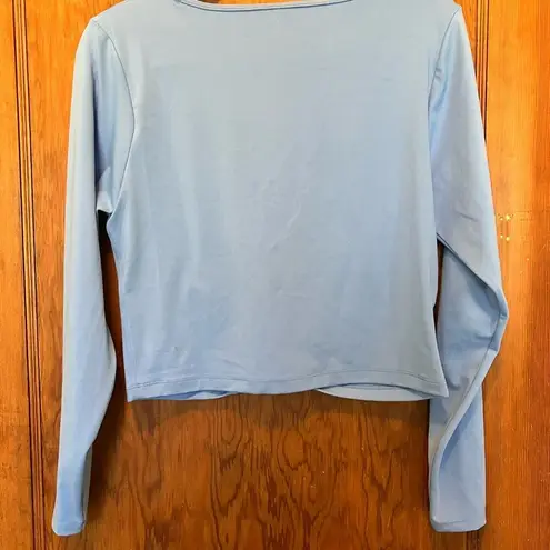 All In Motion  Flex Shirred Cropped Long Sleeve Workout Athleisure XL Blue NWT