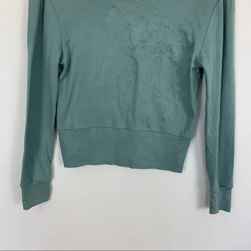 Harvé Benard Harve Benard Sport Floral Embroidered Teal Blue Sweatshirt Size Large