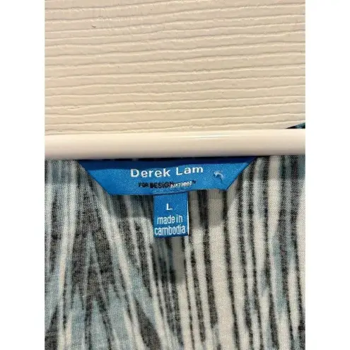 Derek Lam Design Nation Womens Top Blue Print Cowl Drape Neck Cap Sleeve Large