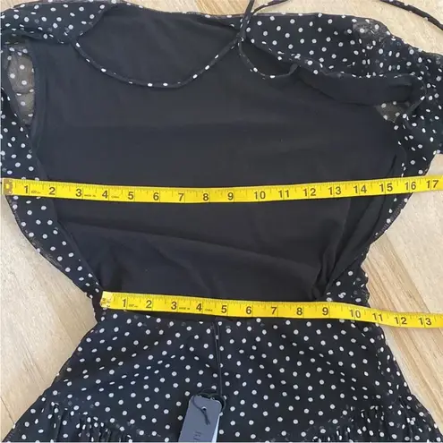 Black Halo polka dot flounce hem mini dress NEW