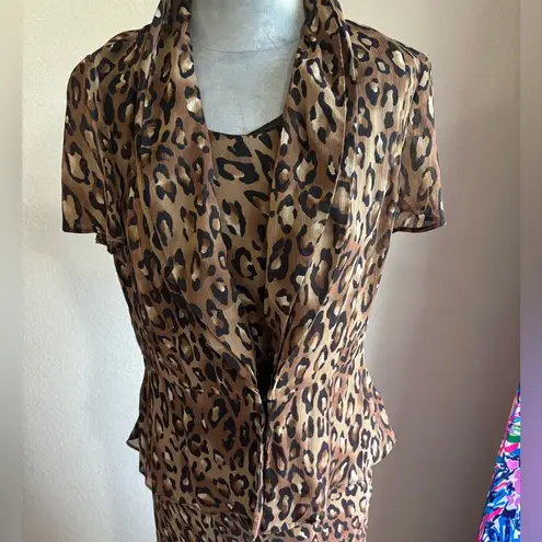 Studio One Vintage Leopard Print Maxi Dress With Cropped Jacket