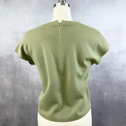Vintage 60s Riviera Wool Twinset Womens 14 Stripe Cardigan Sweater Top Mod Retro Green