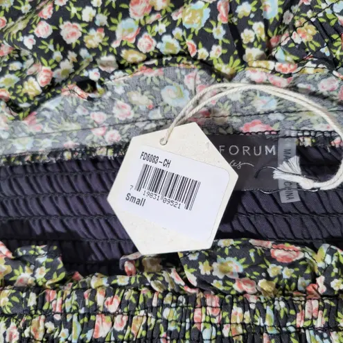 Dress Forum Smocked Floral Maxi Dress Off Shoulder Ruffle Short Sleeve S NWT