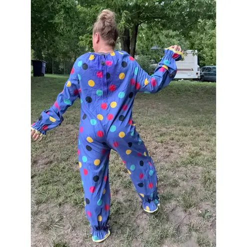 Vintage handmade blue Polkadot clown suit with pom detail on front MEDIUM?