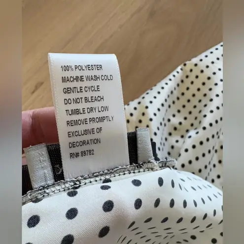 Natori Retro Polka Dot Midi Slip Dress White Black Mesh