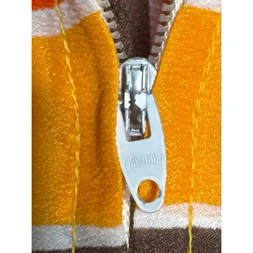 1970s Bard’s Toronto Striped Hooded Zip Caftan Dress vacation pool beach medium Orange