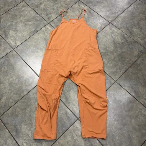 Free People Movement Hot Shot Women Crop Jumpsuit Sz S Boho Relaxed Preppy EUC Orange