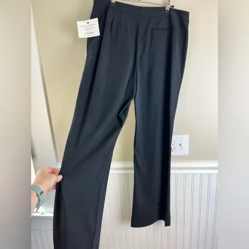 Lafayette 148 Black Virgin Wool & Stretch Wide Leg Menswear Pants Size 12 Hemmed