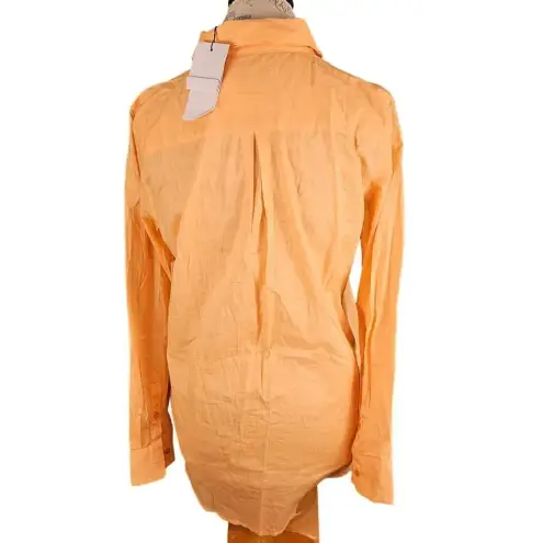 NWT Equipment Femme Womens Peach‎ Essential Long Sleeve Button Down Shirt Small Orange