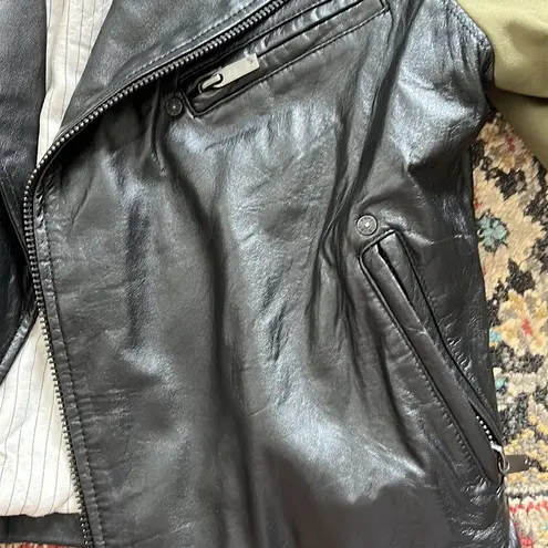 William Rast LEATHER MOTORCYCLE military green JACKET SIZE M