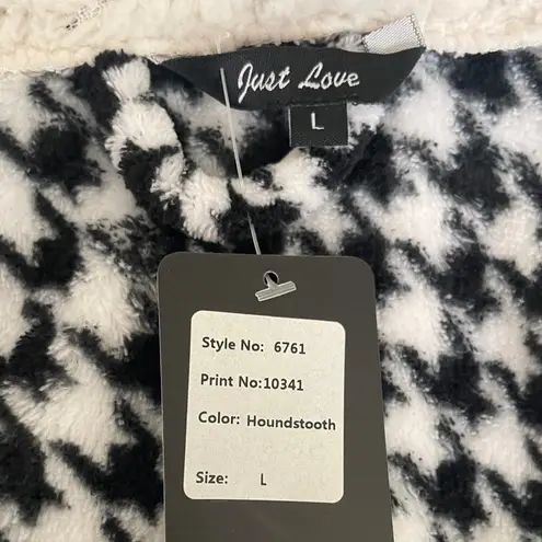 Just Love Women Belted Robe L Houndstooth Plush Cozy Warm Leisure Lounge Mdi New