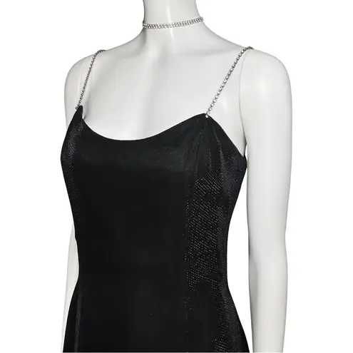 Vintage 90s Scott McClintock Black Prom Dress Rhinestone Straps Small Black Tie