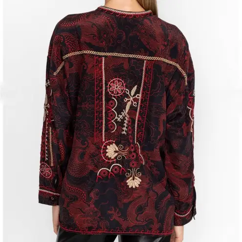Johnny Was 100% silk tunic in Maroon NEW