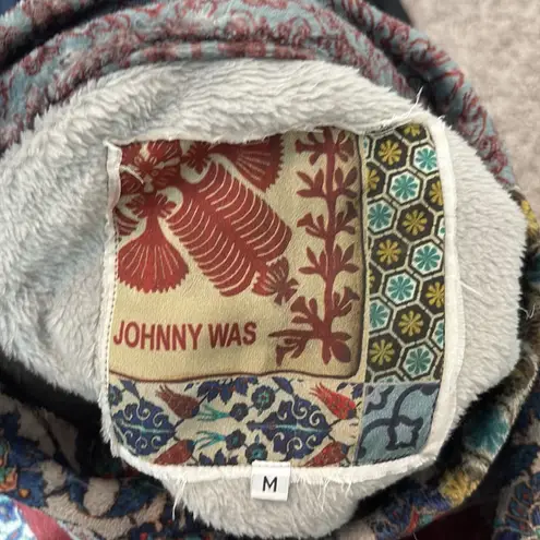 Johnny Was Fleece Mock Neck Patchwork Sweater M