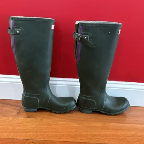 Hunter  Women's Green Rubber Rain waterproof snow Boots Size 7