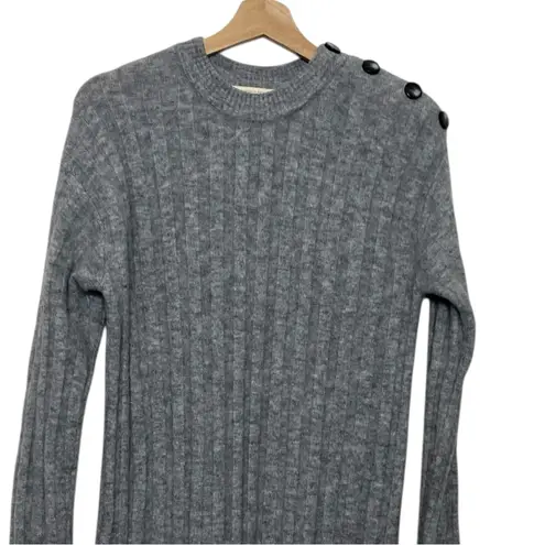 Sézane Sezane Manon Ribbed Sweater Dress Gray Women’s Small Long Sleeve Midi Button