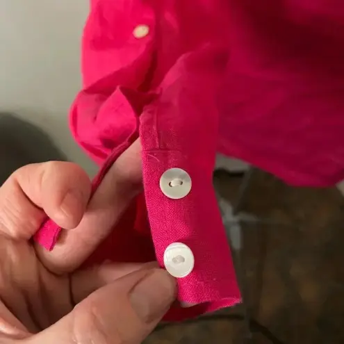 Sigrid Olsen  bright pink 100% Linen‎ Button Down Shirt Size 2X