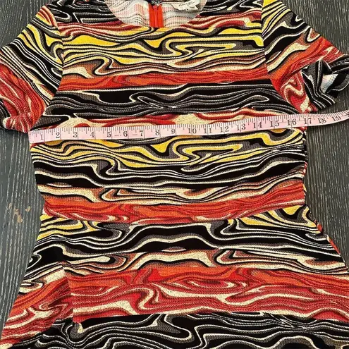 Beige by eci Women's Size 10 Printed Wavy Short Sleeve Dress Multicolor Orange