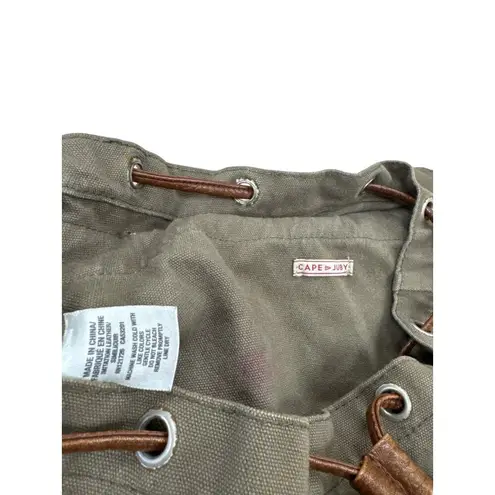 Cape Juby Womens Green Denim & Faux Leather Backpack 14x16 SKU 7057