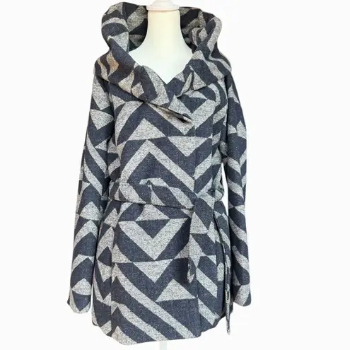 Mossimo Supply Co. Two Tone Geometric Wrap Pea Coat With Oversized Collar Sz M Blue Size M