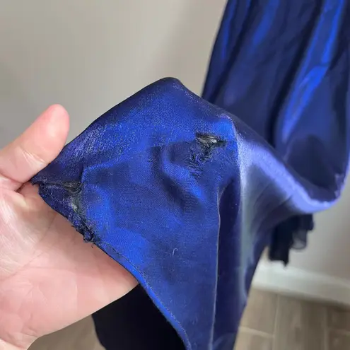 Vintage 90s Royal Blue Shimmer Iridescent Prom Formal Prom Dress Sz 6