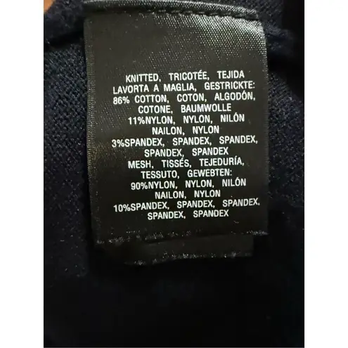 Knitted & Knotted Anthropologie Black Short Sleeve Knit Top Sheer Polka Dot Bodi