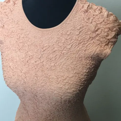 Alexander McQueen blush peach textural pucker knit flounced dress size s…