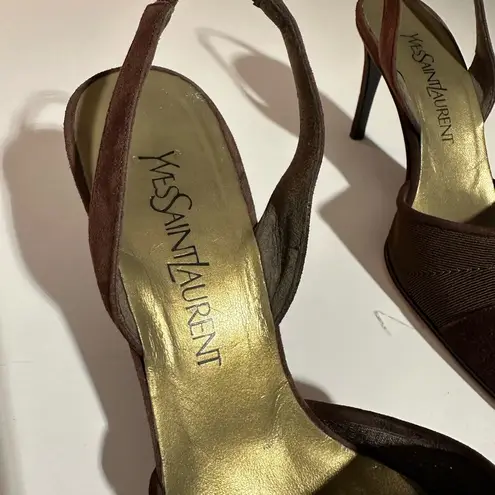 Saint Laurent Yves  Brown Slingback Pumps Sz 9M