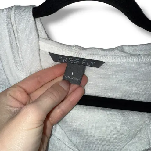 Free Fly Womens Lightweight V Neck Hoodie Casual Pullover L White Size L