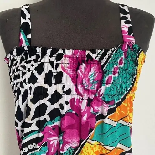 Vintage Americans Dress smocked Hawaiian retro midi beach size M Pink Size M