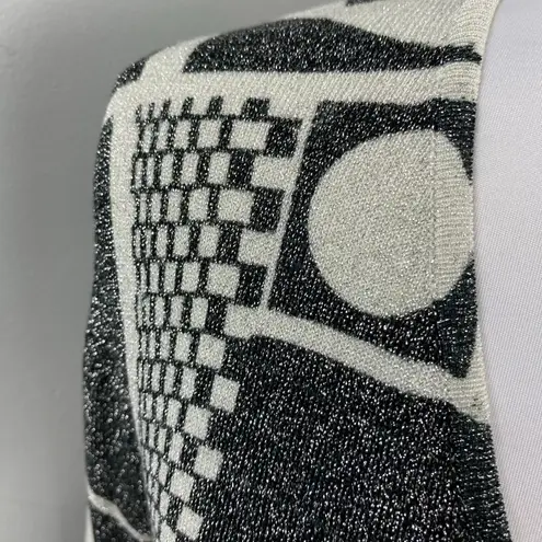 Pierri New York Metallic Black & Gray Abstract Sweater XL Art Deco Mod
