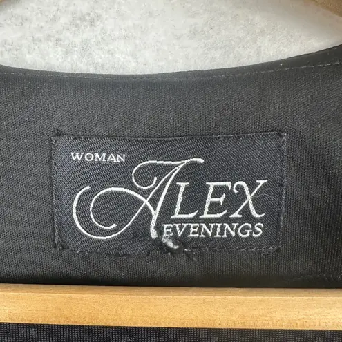 Alex Evenings Women'sā XL Open Front Cardigan Blazer Sparkle Black Teal Paisley