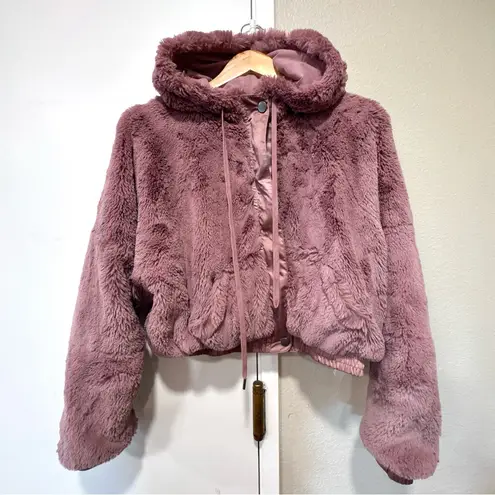 FP Movement Love It Soft Hoodie Pink Faux Fur Jacket XS Free People