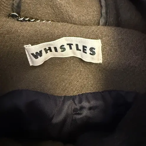 Whistles London Wool Stadium Style Jacket Parka Duffle Coat Army Green S