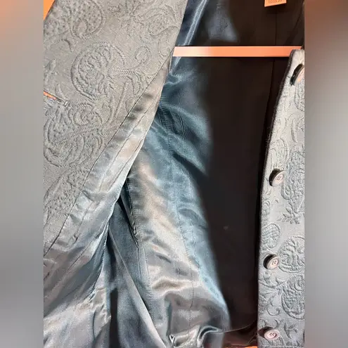 Petite Sophisticate Turquoise Teal Brocade Textured Paisley Blazer 6P classic