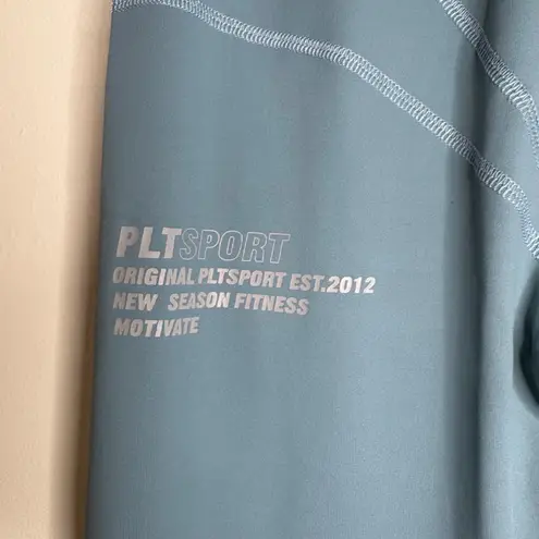 PLTSport Steel Blue Stitch Detail Gym Leggings Activewear Womens Size 6