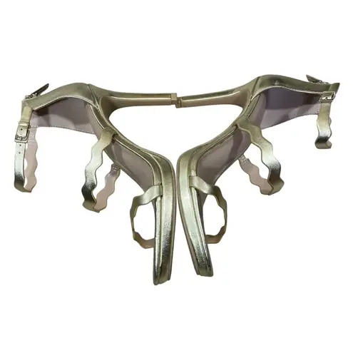 Kelly & Katie Litton Platform Sandal Gold Size 7M Scalloped Strappy 4"