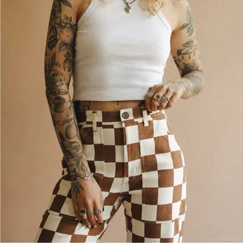 P&Co P& NWT 304 Service Fatigue Checkerboard High Waisted Straight Leg Pants 2 Reg - Image 12