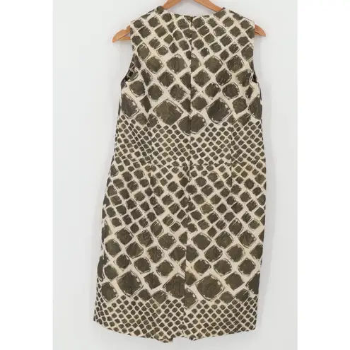 Pauw Amsterdam Structured Dress Metallic Snake Print Architectural Career Size 4 Green