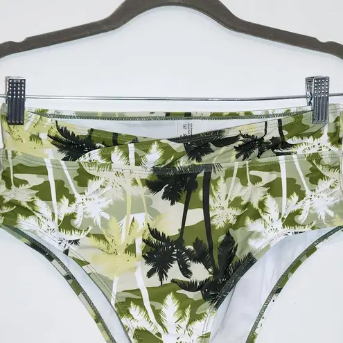 Green Tropical Print Bikini with High Waist Bottoms NWOT Size Medium