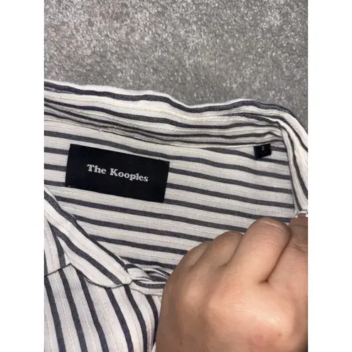 The Kooples Lace Up Striped Shirt Long Sleeve Size 2 Popover Top French Design