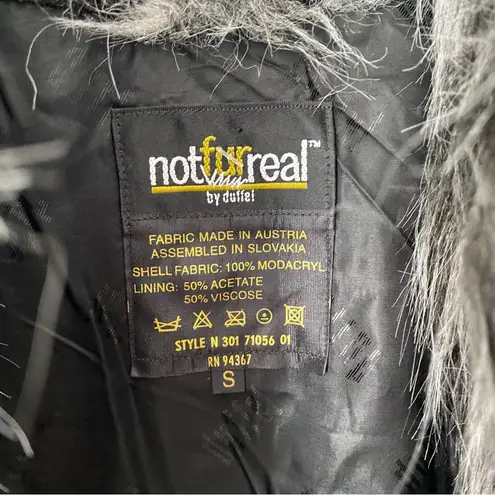 Not Fur Real vintage by Duffel Faux Fur Coat Black Gray White size small