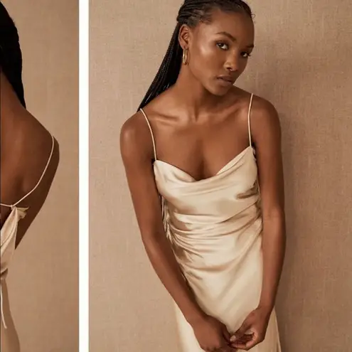 Sachin + Babi NWT Winter Slip Dress in Gold Size 8 Satin Tie Back