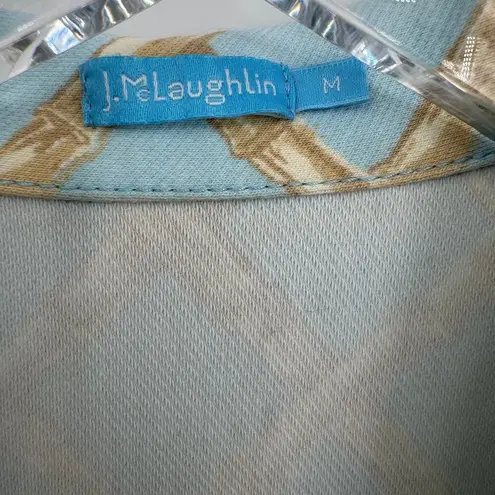 J. McLaughlin dress women's M bamboo lattice print sleeveless sheath beach blue